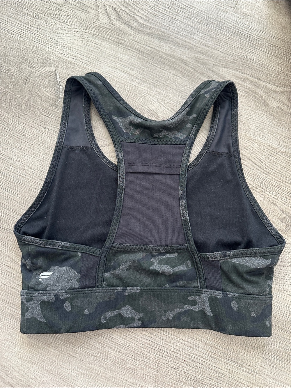 Fabletics On-The-Go Medium Impact Sports Bra Charcoal Camo Size Small - Picture 2 of 2